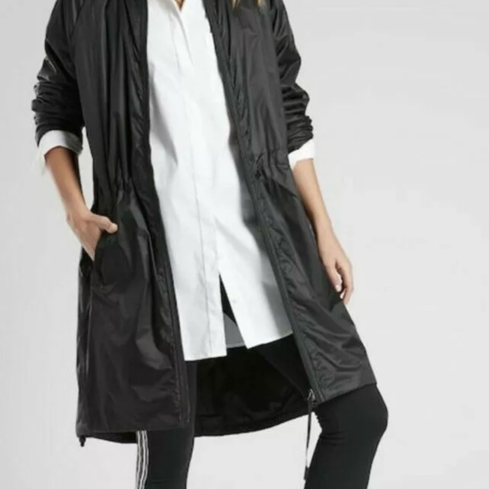 Athleta Summit Parka Jacket Womens Small Black Primaloft 486215 Lightweight